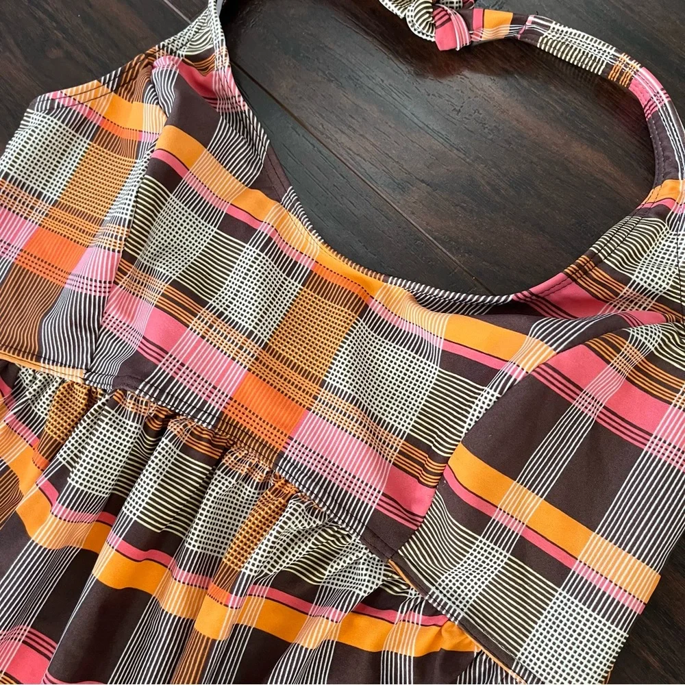 Y2K Plaid Babydoll Halter Top - Picture 3 of 5